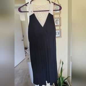 Elle Black Dress with Beige Crochet Back XS